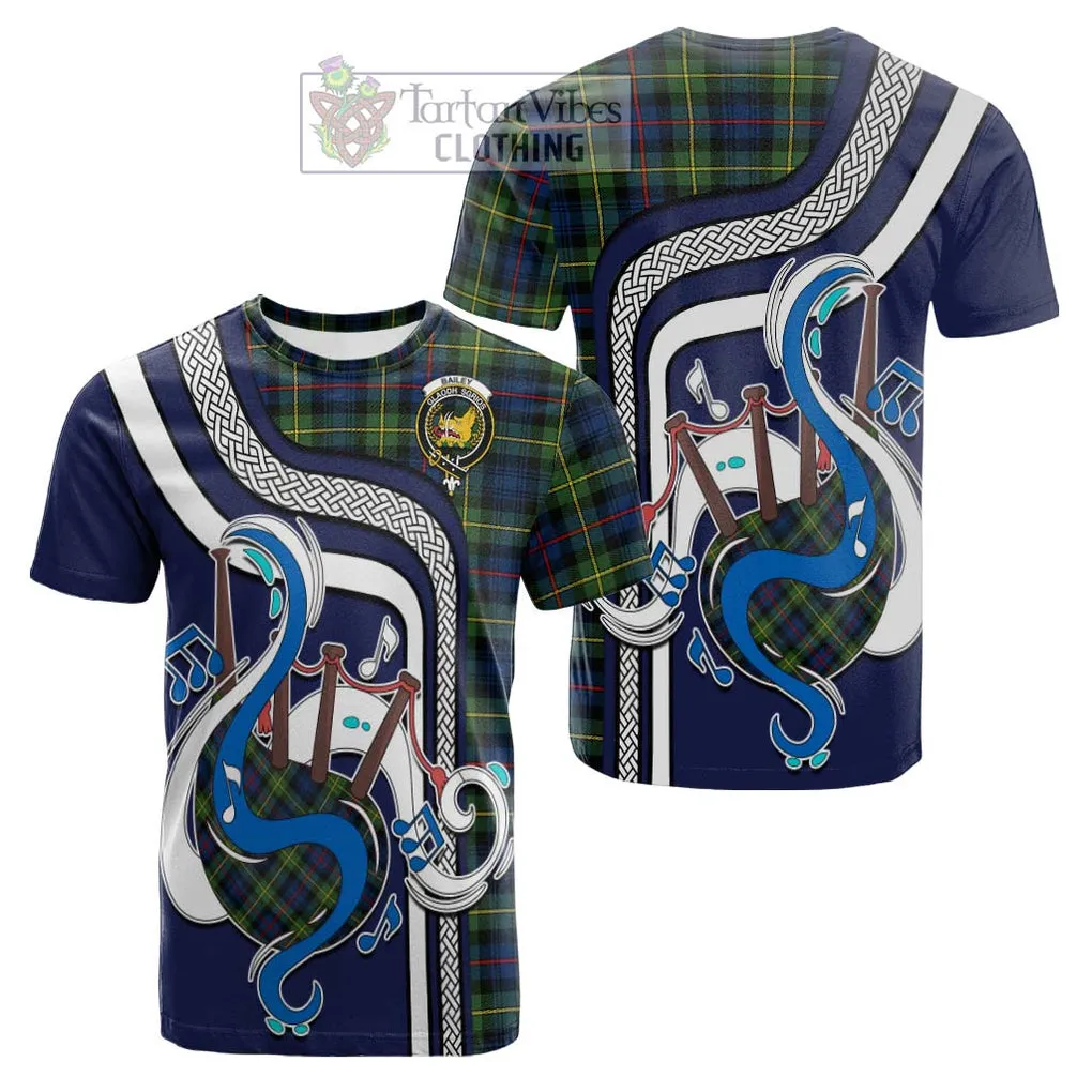 Bailey Modern Tartan Cotton T-shirt with Epic Bagpipe Style