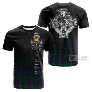 Bailey Tartan Cotton T-shirt Featuring Alba Gu Brath Family Crest Celtic Inspired