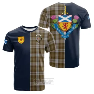 Baillie Dress Tartan Cotton T-shirt Alba with Scottish Lion Royal Arm Half Style