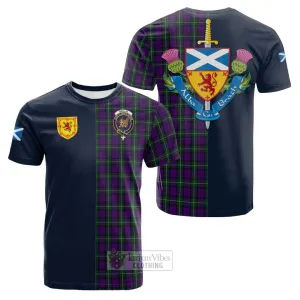 Baillie Highland Society Tartan Cotton T-shirt Alba with Scottish Lion Royal Arm Half Style