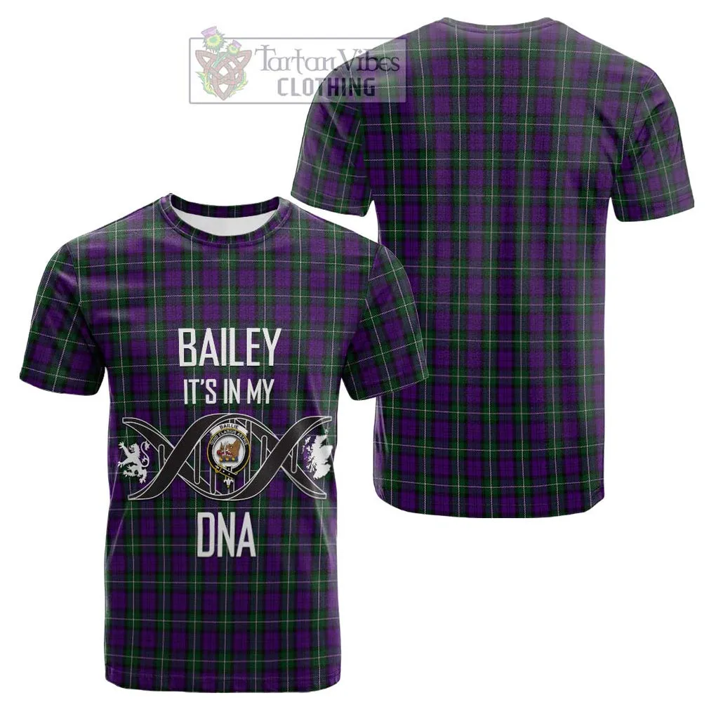 Baillie Highland Society Tartan Cotton T-shirt with Family Crest DNA In Me Style