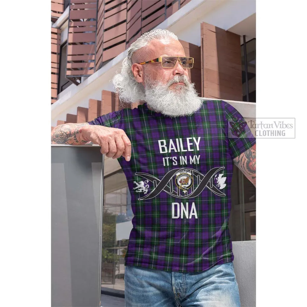 Baillie Highland Society Tartan Cotton T-shirt with Family Crest DNA In Me Style