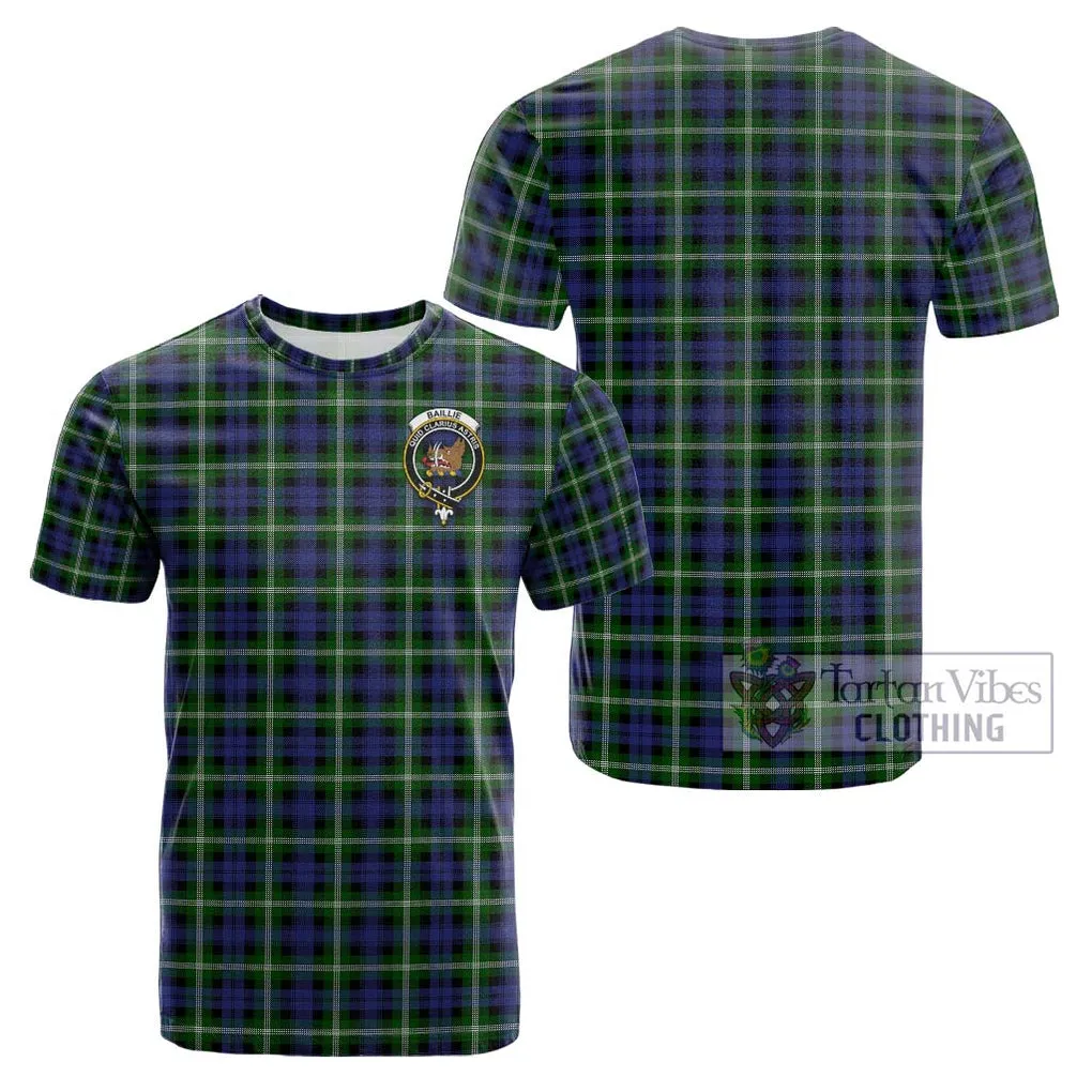 Baillie of Polkemmet Tartan Cotton T-Shirt with Family Crest