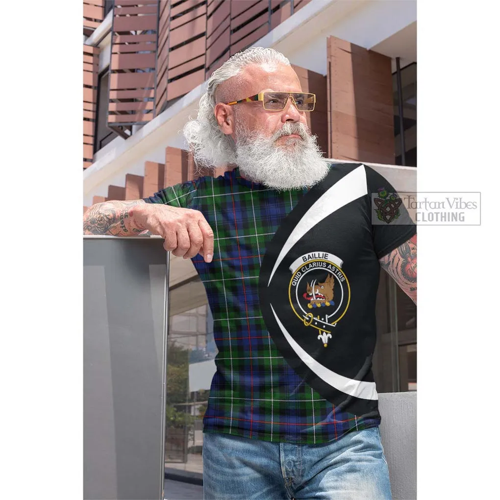 Baillie Tartan Cotton T-shirt with Family Crest Circle Style