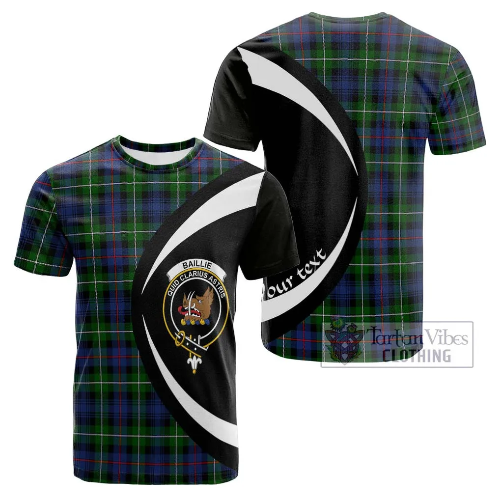 Baillie Tartan Cotton T-shirt with Family Crest Circle Style