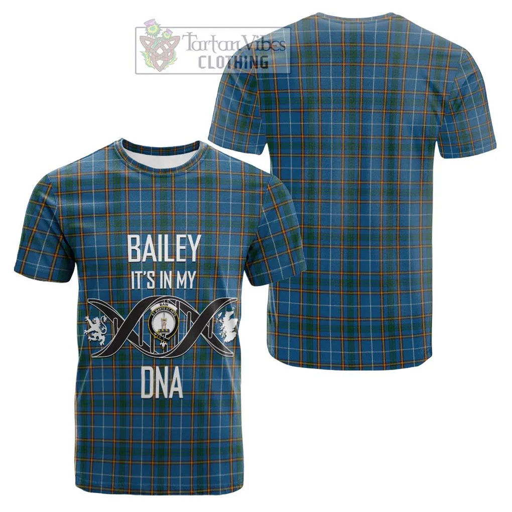 Bain Tartan Cotton T-shirt with Family Crest DNA In Me Style