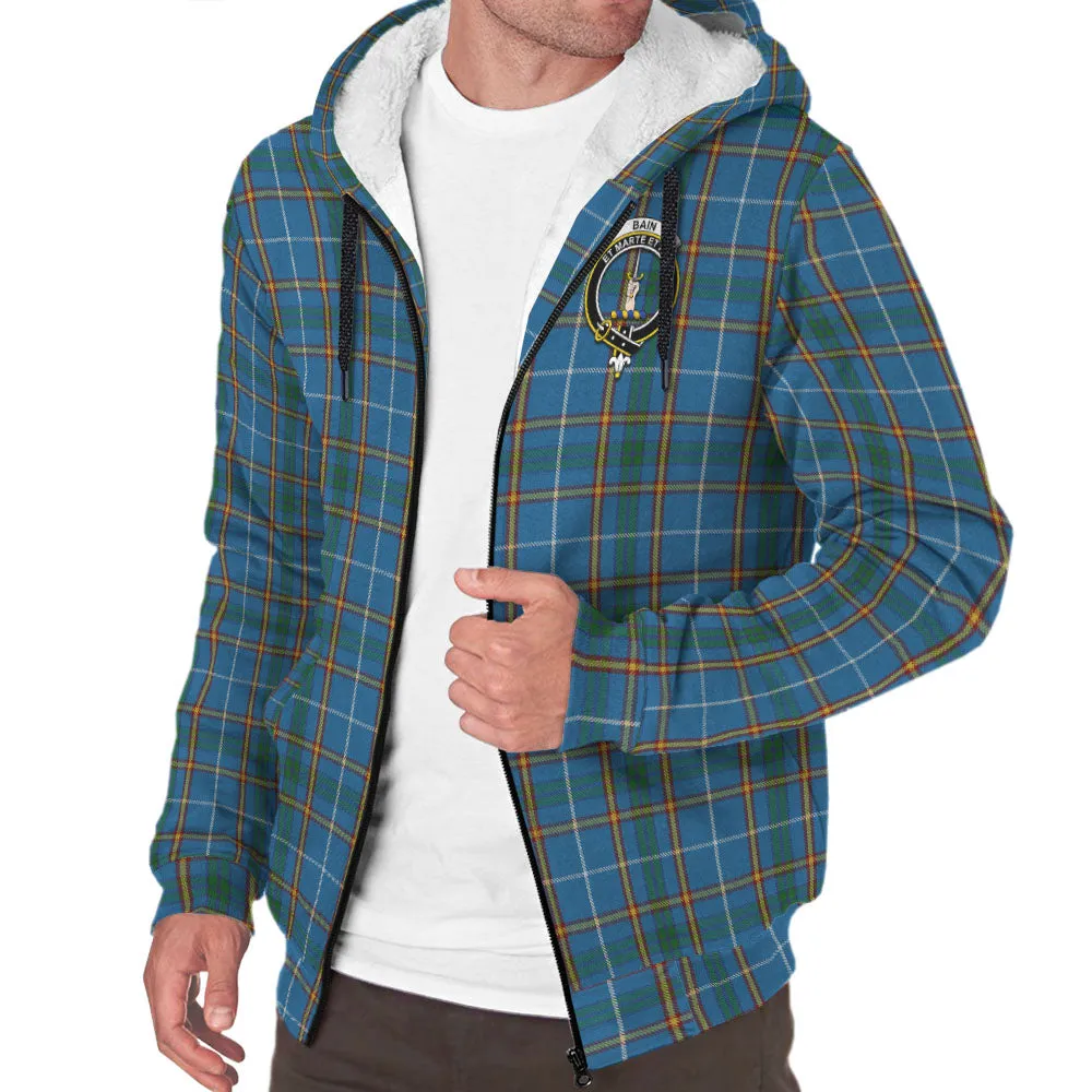 Bain Tartan Sherpa Hoodie with Family Crest