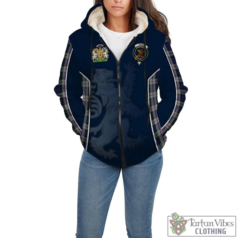 Baird Dress Tartan Sherpa Hoodie with Family Crest and Lion Rampant Vibes Sport Style