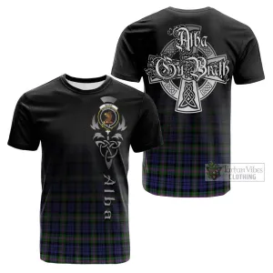 Baird Modern Tartan Cotton T-shirt Featuring Alba Gu Brath Family Crest Celtic Inspired