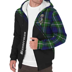 Bannerman Tartan Sherpa Hoodie with Family Crest Curve Style