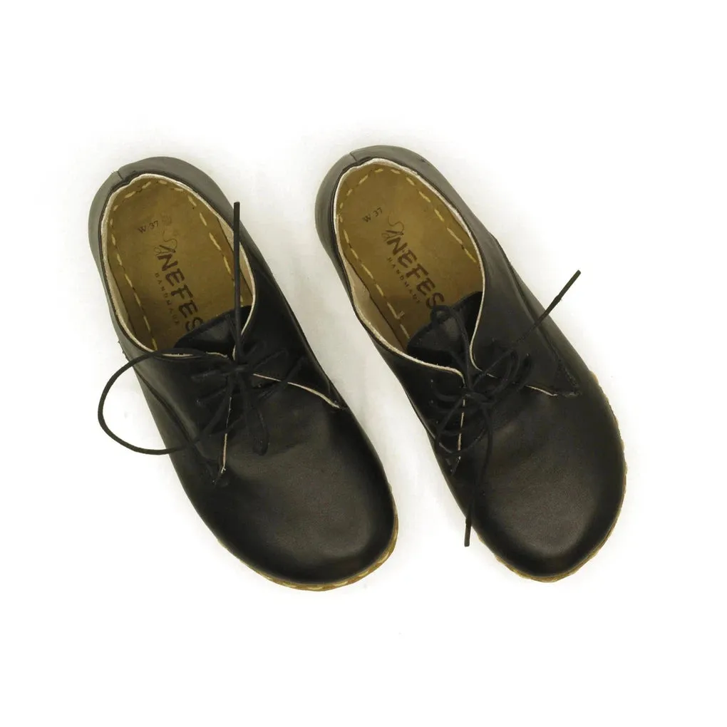 Barefoot Oxford Shoes Women - Laced Black