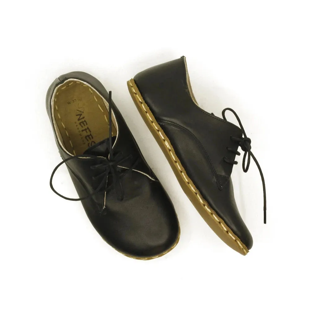 Barefoot Oxford Shoes Women - Laced Black