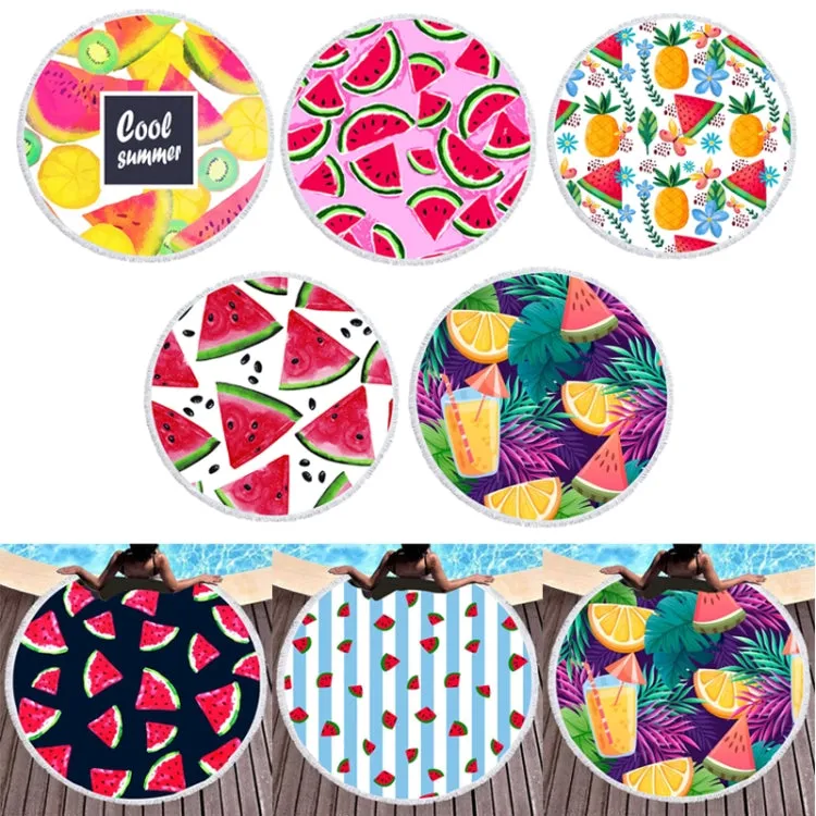 BL003 Microfiber and Fringed Soft Comfortable Circular Print Beach Towel