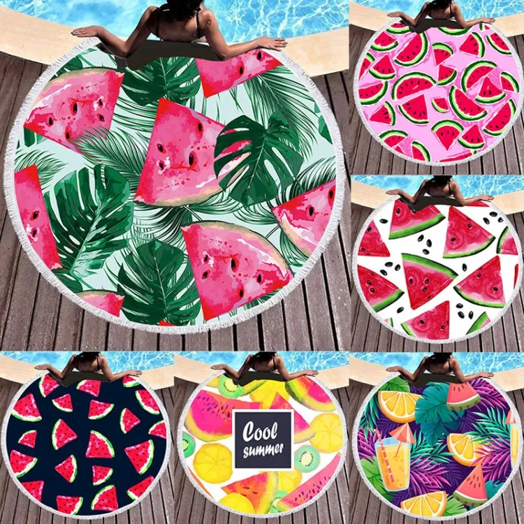 BL003 Microfiber and Fringed Soft Comfortable Circular Print Beach Towel