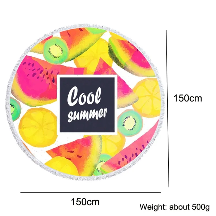 BL003 Microfiber and Fringed Soft Comfortable Circular Print Beach Towel