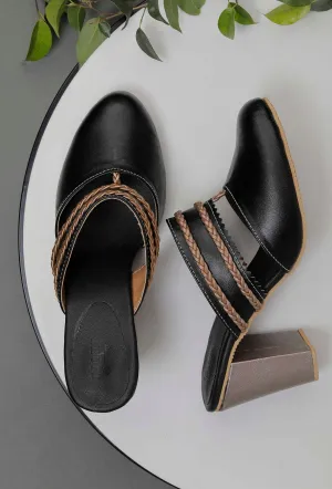 Black Sunheri Braided Block Heels