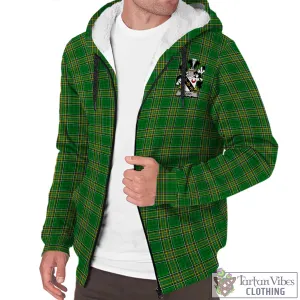 Bland Irish Clan Tartan Sherpa Hoodie with Coat of Arms