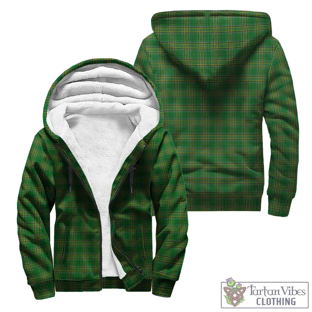 Bland Irish Clan Tartan Sherpa Hoodie with Coat of Arms