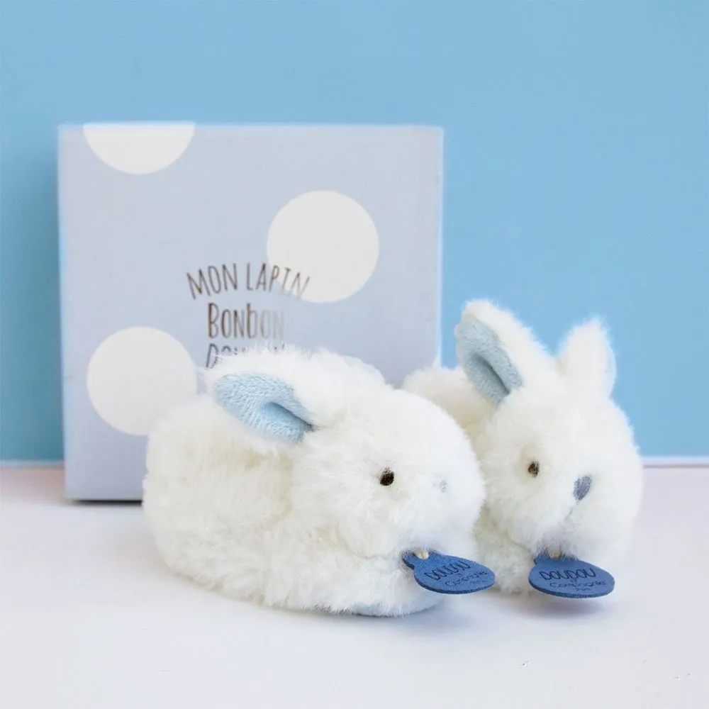 Blue Bunny Booties With Rattle