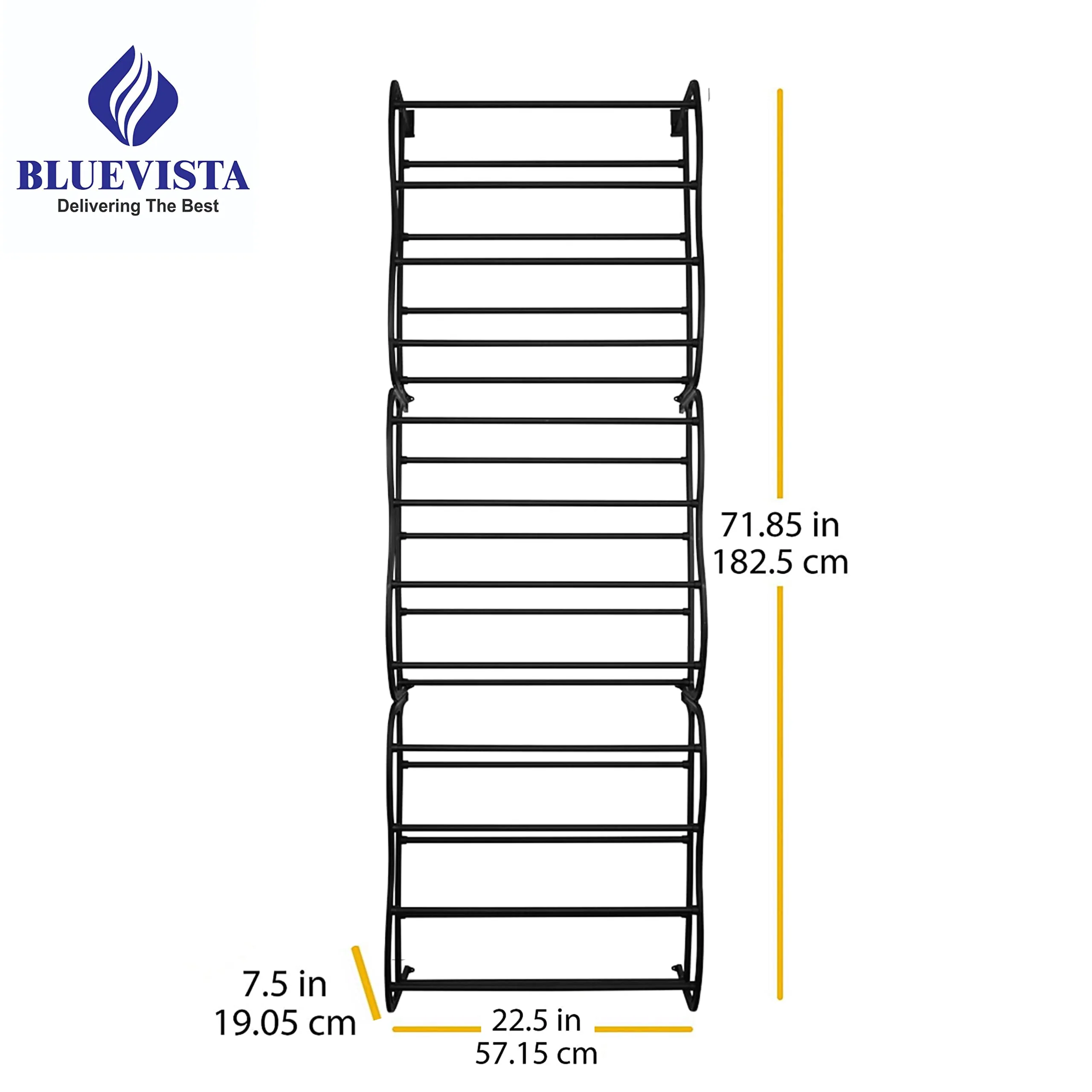 Bluevista 36 pair black Over the Door Shoe Rack Adjustable Less Space Occupied black colored, Plastic | Wall hung