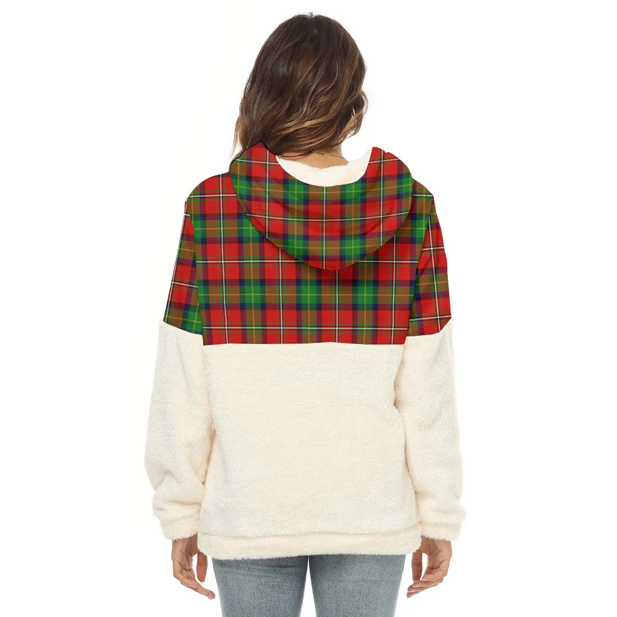 Boyd Tartan Women's Borg Fleece Hoodie With Half Zip with Family Crest