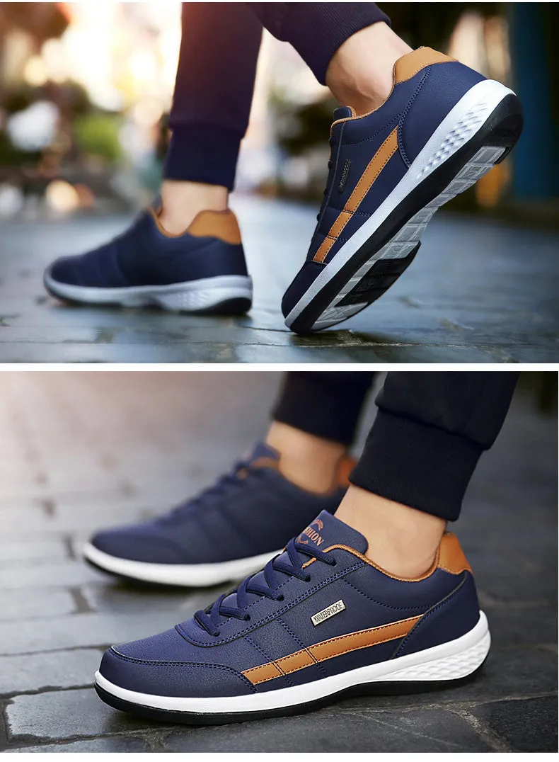 Breathable Italian casual sneakers for men, featuring non-slip vulcanized soles and a comfortable, stylish design for everyday wear.