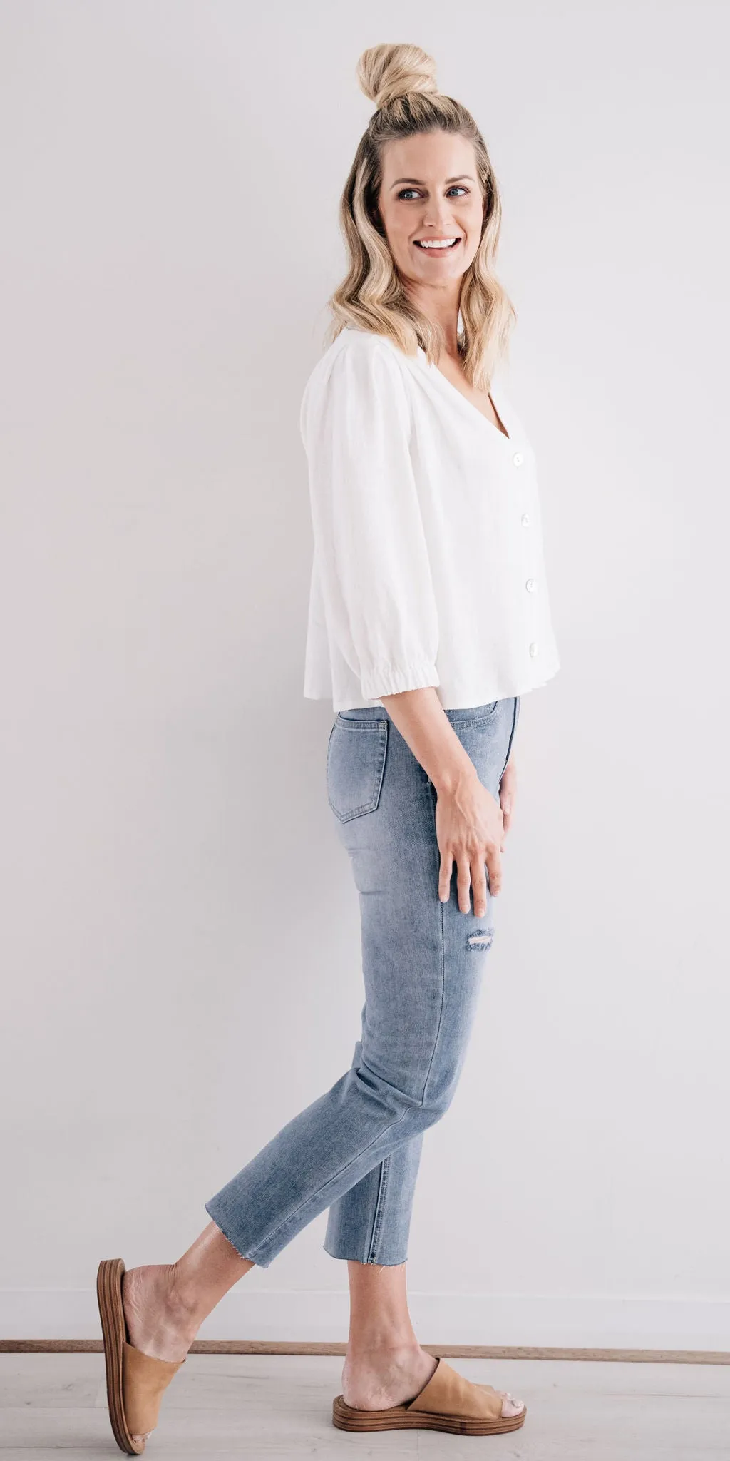 Brie linen top - white