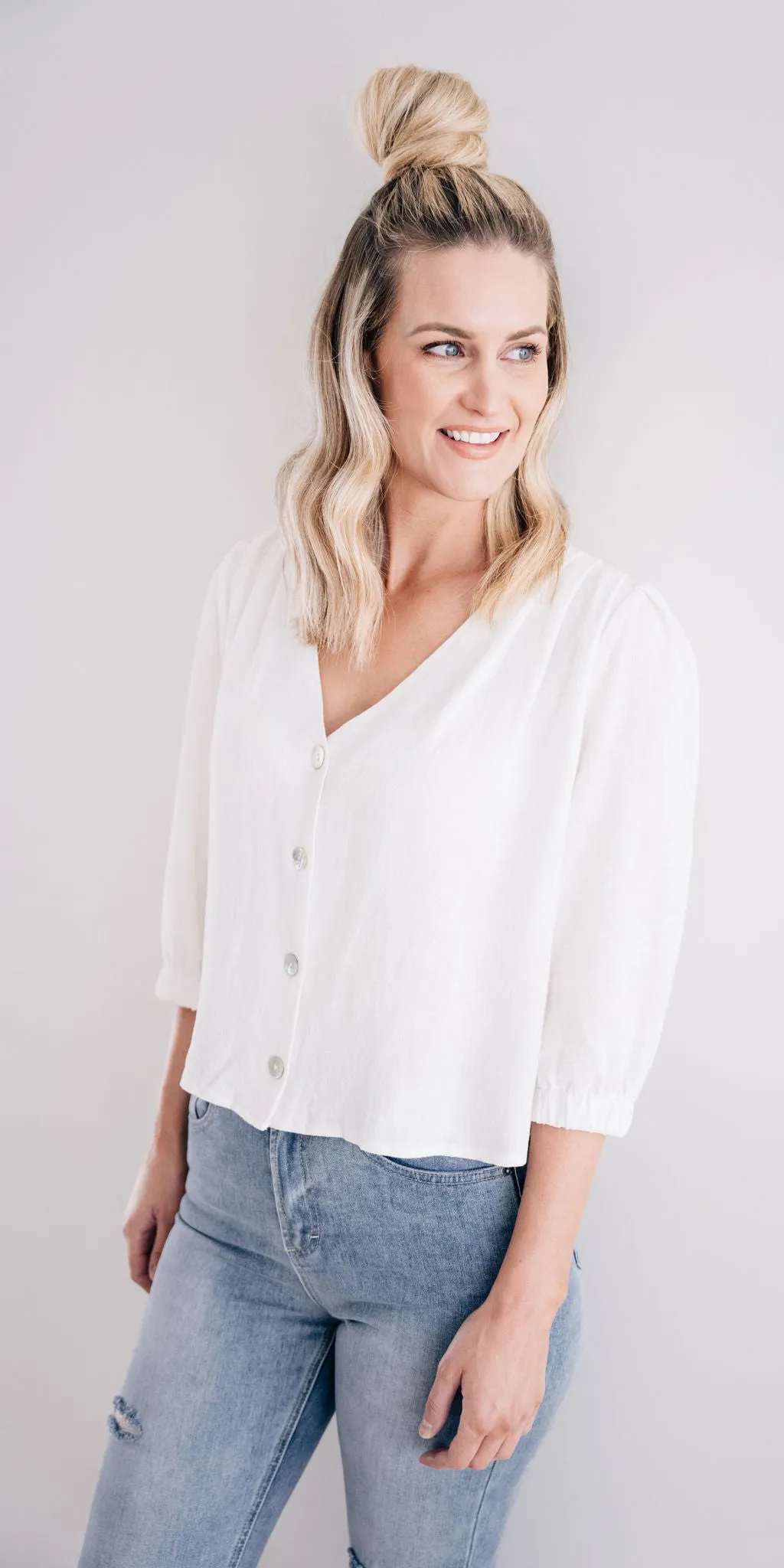 Brie linen top - white