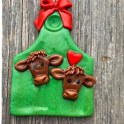 Brown Cow Moo-rry Christmas Ornament