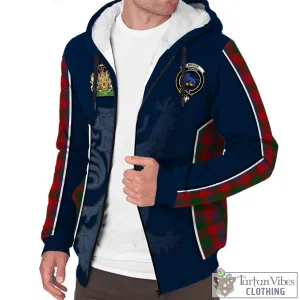 Bruce Old Tartan Sherpa Hoodie with Family Crest and Lion Rampant Vibes Sport Style