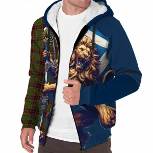 Buchan Tartan Family Crest Sherpa Hoodie with Scottish Majestic Lion