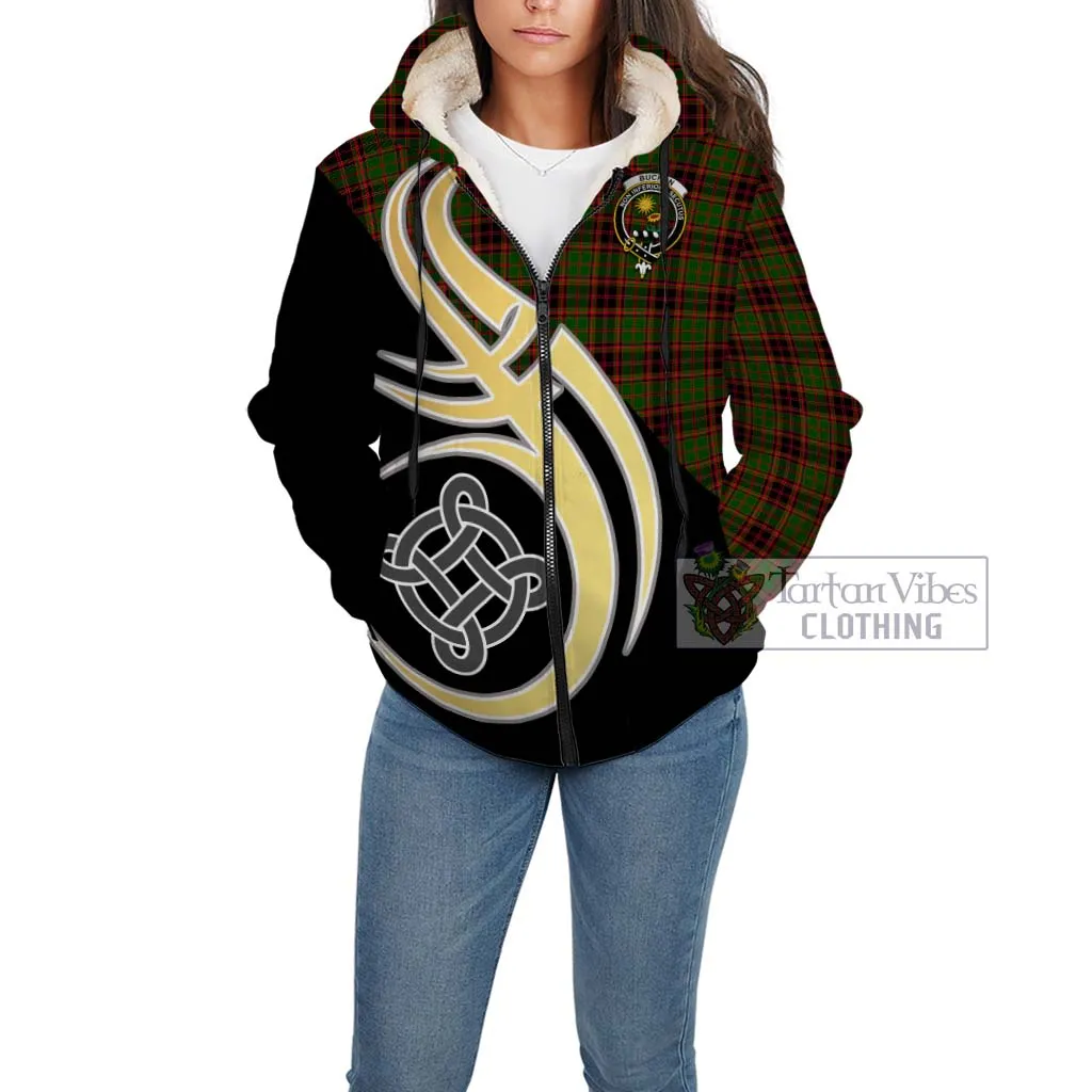 Buchan Tartan Sherpa Hoodie with Family Crest and Celtic Symbol Style