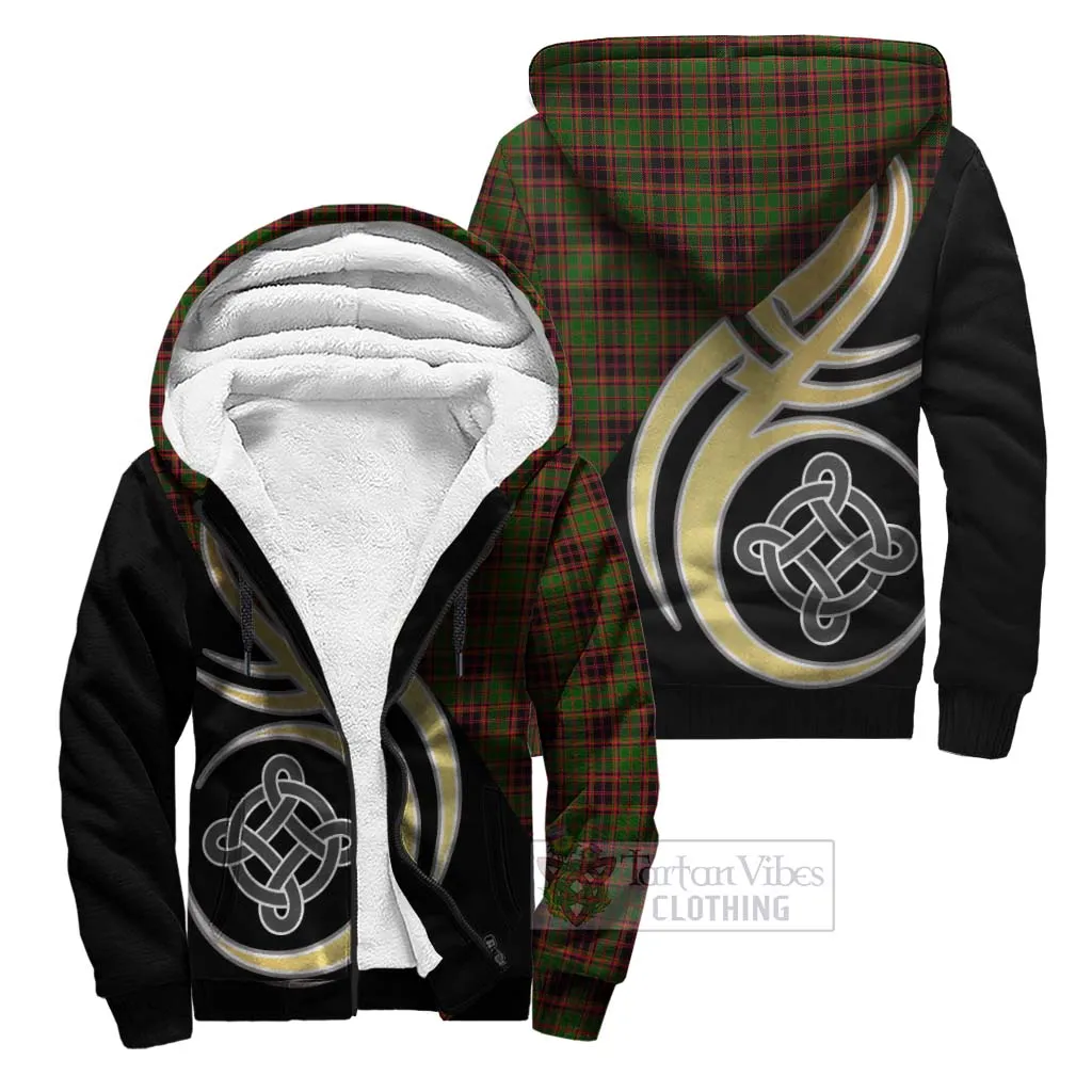 Buchan Tartan Sherpa Hoodie with Family Crest and Celtic Symbol Style