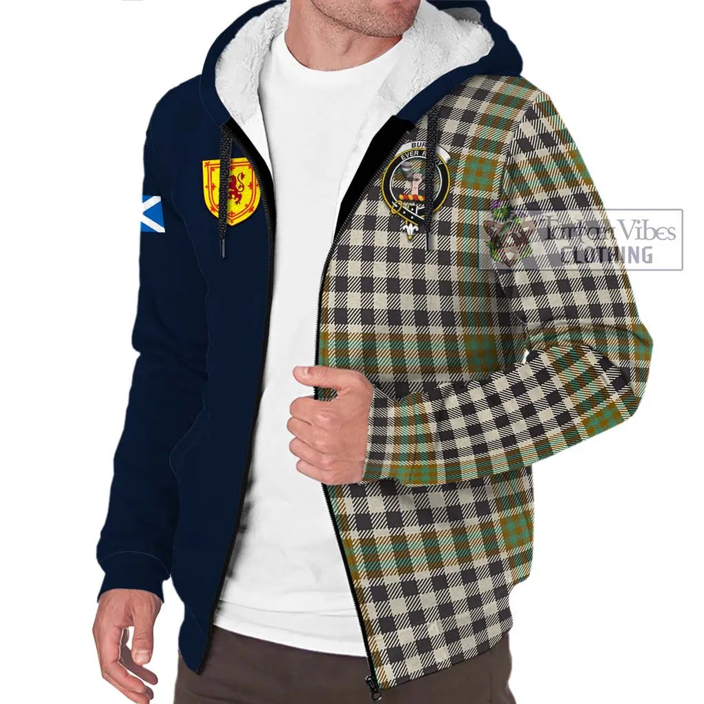 Burns Check Tartan Sherpa Hoodie Alba with Scottish Lion Royal Arm Half Style