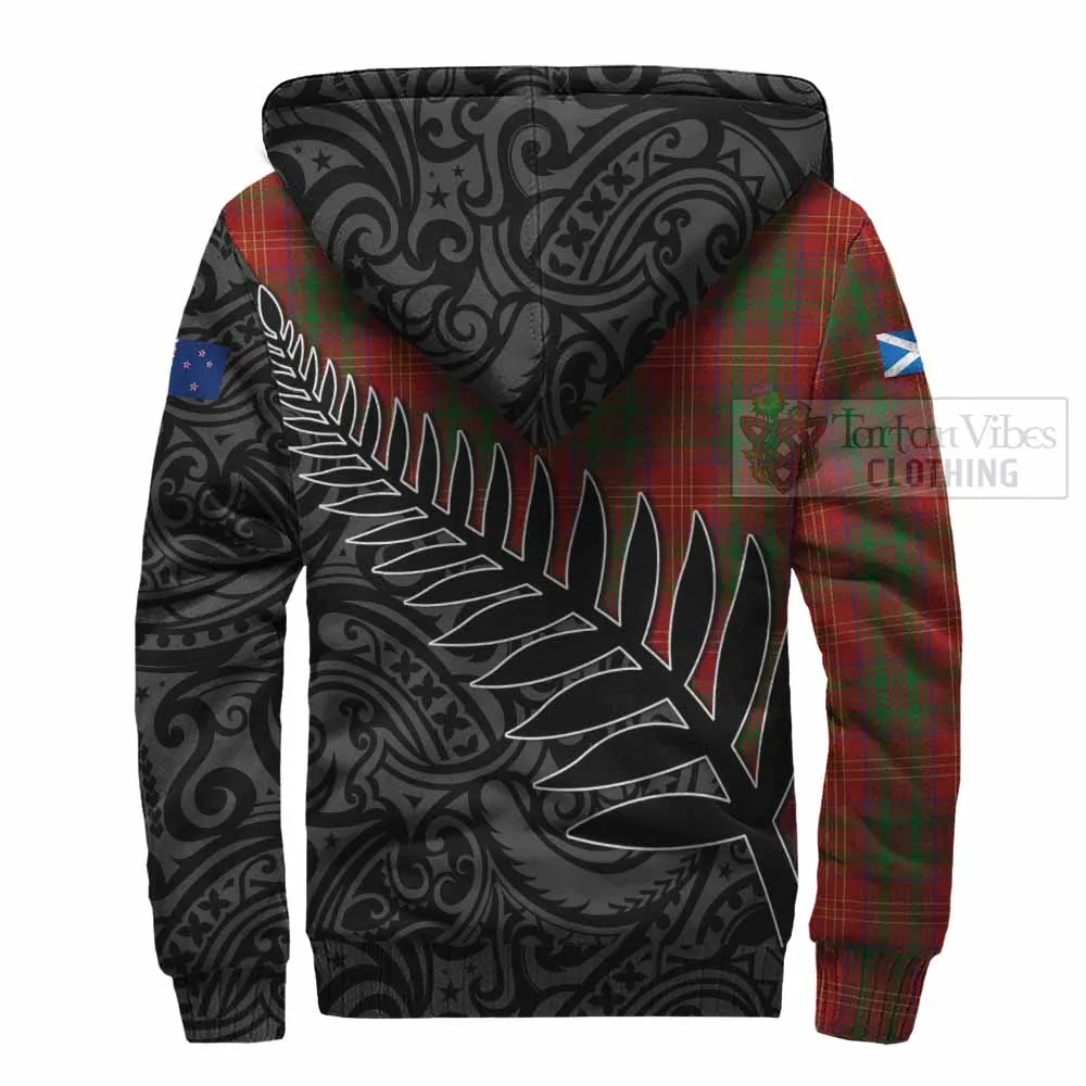 Burns Crest Tartan Sherpa Hoodie with New Zealand Silver Fern Half Style