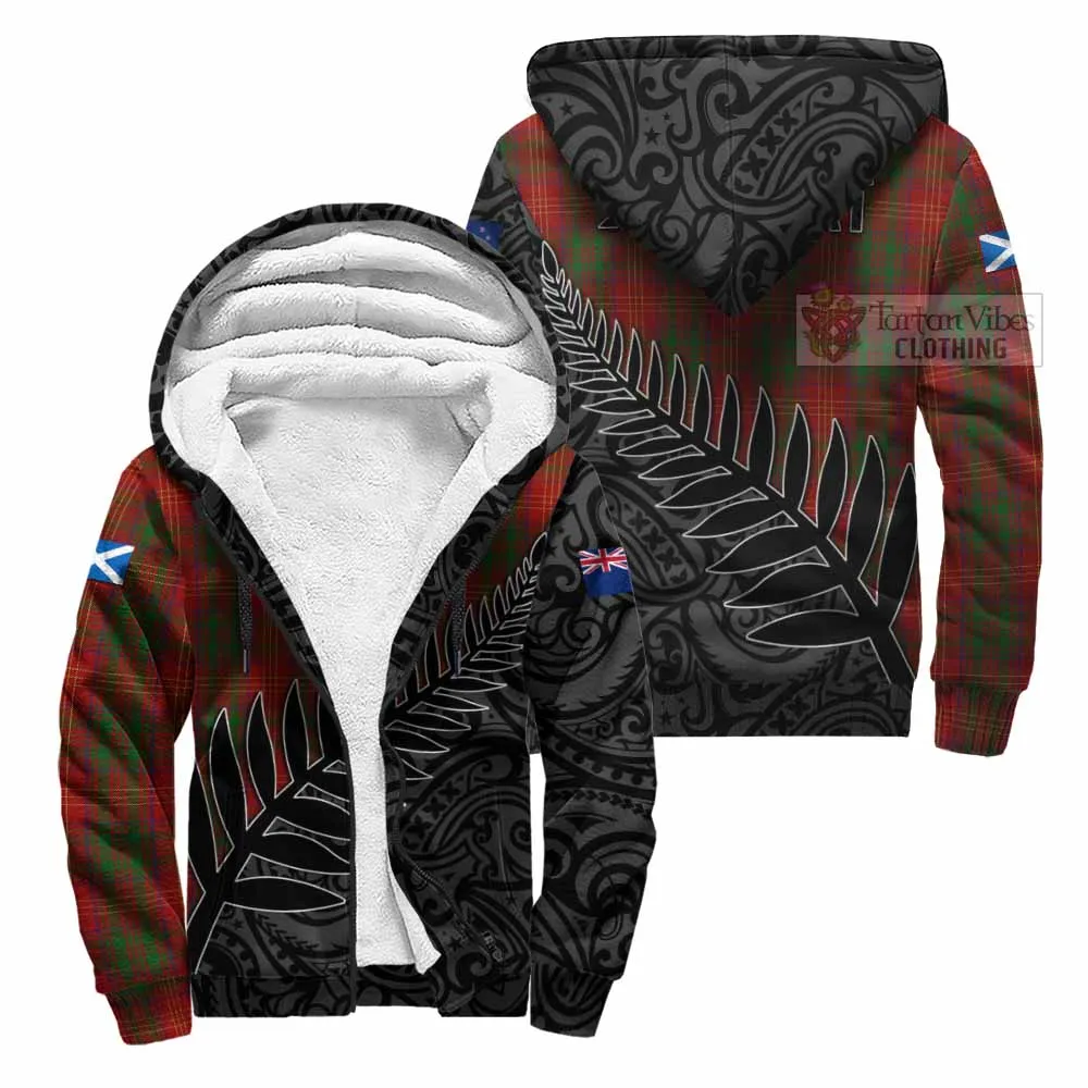 Burns Crest Tartan Sherpa Hoodie with New Zealand Silver Fern Half Style