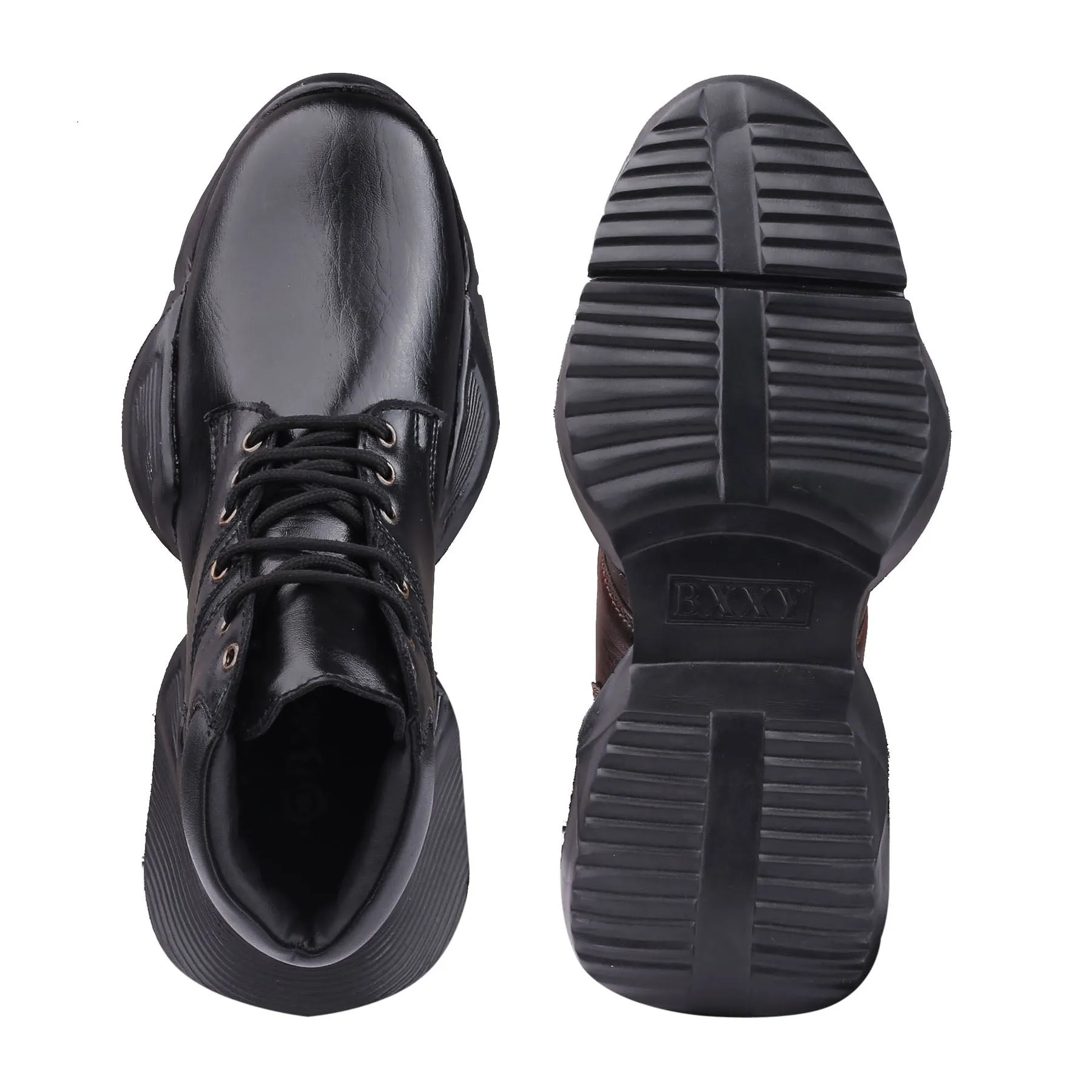 Bxxy Men's 4 Inch Hidden Height Increasing Faux Leather Casual Ankle Lace-Up Light Weight Shoes