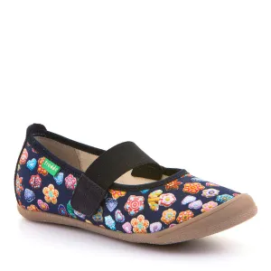 Casual Kid's Mary Jane Canvas Ballerina - Navy Print