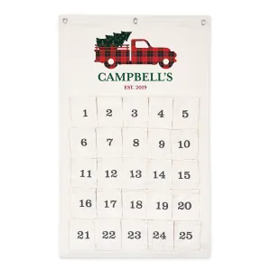 Christmas Truck Themed Personalized Reusable 25 Days Of Christmas Fabric Advent Calendar