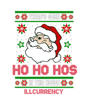 CHRISTMAS UGLY SWEATERS Black T-Shirt (HO HO HOS in this house)