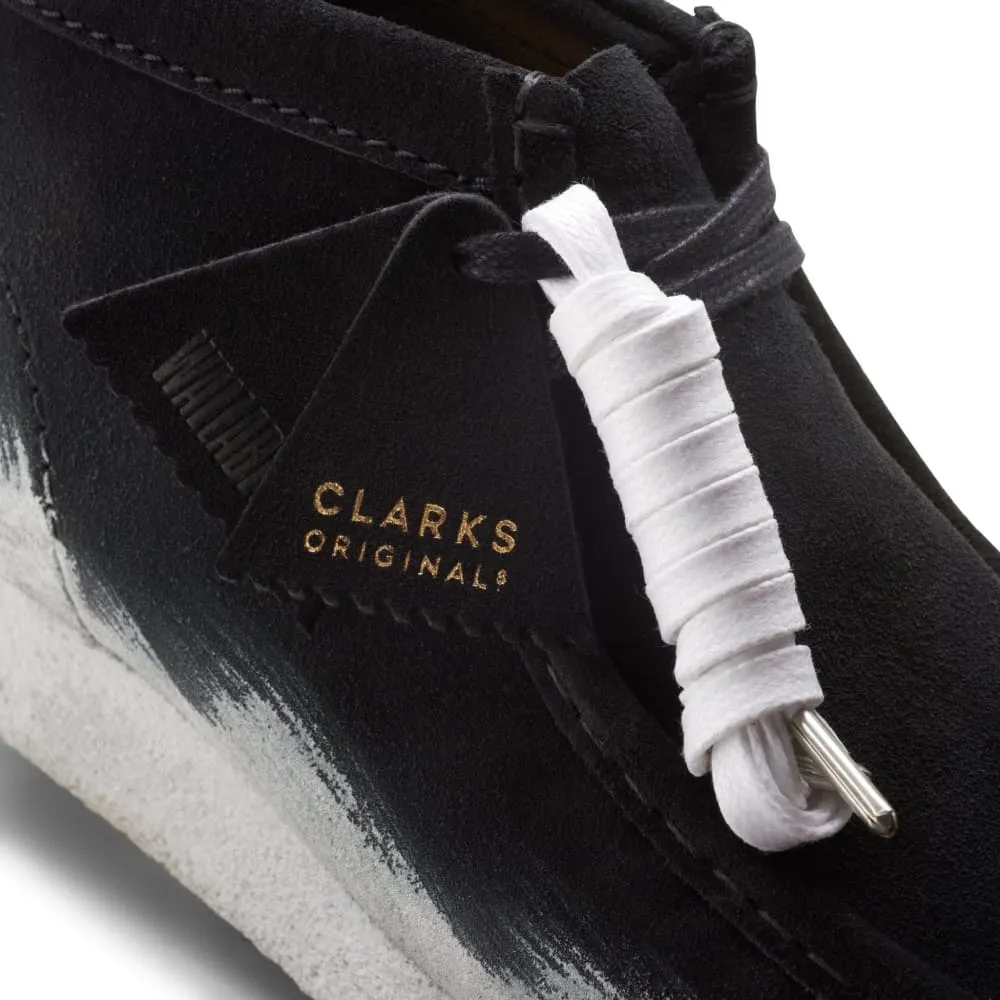 Clarks Originals Wallabee Boots Men's Black and White Suede 26163077