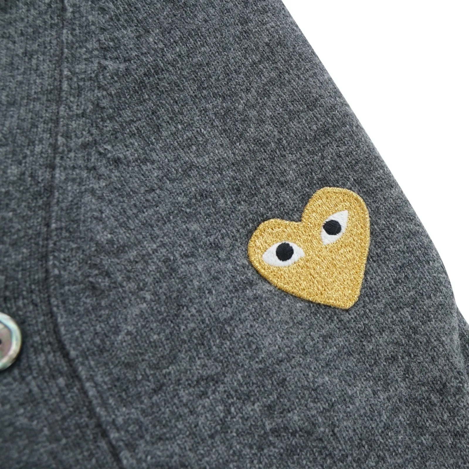 Comme des Garcons Play Gold Heart V-Neck (Dark Grey) Cardigan AZ-N050-051-3