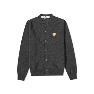 Comme des Garcons Play Gold Heart V-Neck (Dark Grey) Cardigan AZ-N050-051-3