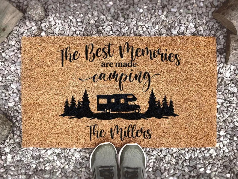 Coolspod- Outdoor Mat- Custom Camping Doormat, Pesonalized Campsite Door Mat, Custom Coir Welcome Mat, Camping Decor