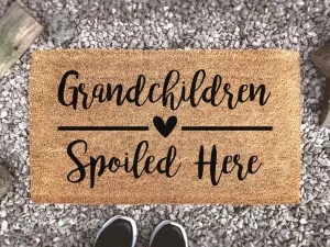 Coolspod- Outdoor Mat- Grandchildren Spoiled Here, Personalized Family Doormat, Custom Coir Door Mat, Housewarming Gift