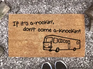 Coolspod- Outdoor Mat- If it's a-rockin' don't come a'knockin! RV Camper Doormat, Door Mat For RV Camping