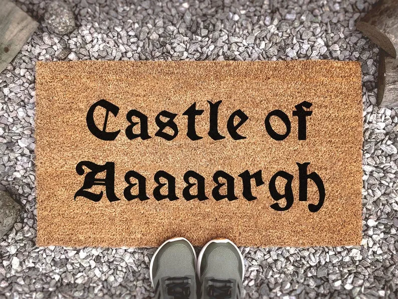 Coolspod- Outdoor Mat- Monty Python Castle of Argh, Aaaaargh, Castle Stalker, Quote Doormat, Fandom Funny Gift