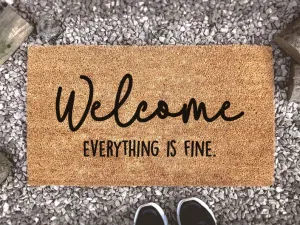 Coolspod- Outdoor Mat- Welcome Custom Coir Doormat, Everything Is Fine, New Home Gift, Family Welcome Mat