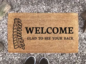 Coolspod- Outdoor Mat- Welcome Glad To See Your Back, Chiropractor / Physiotherapy Funny Door Mat, Business Gift