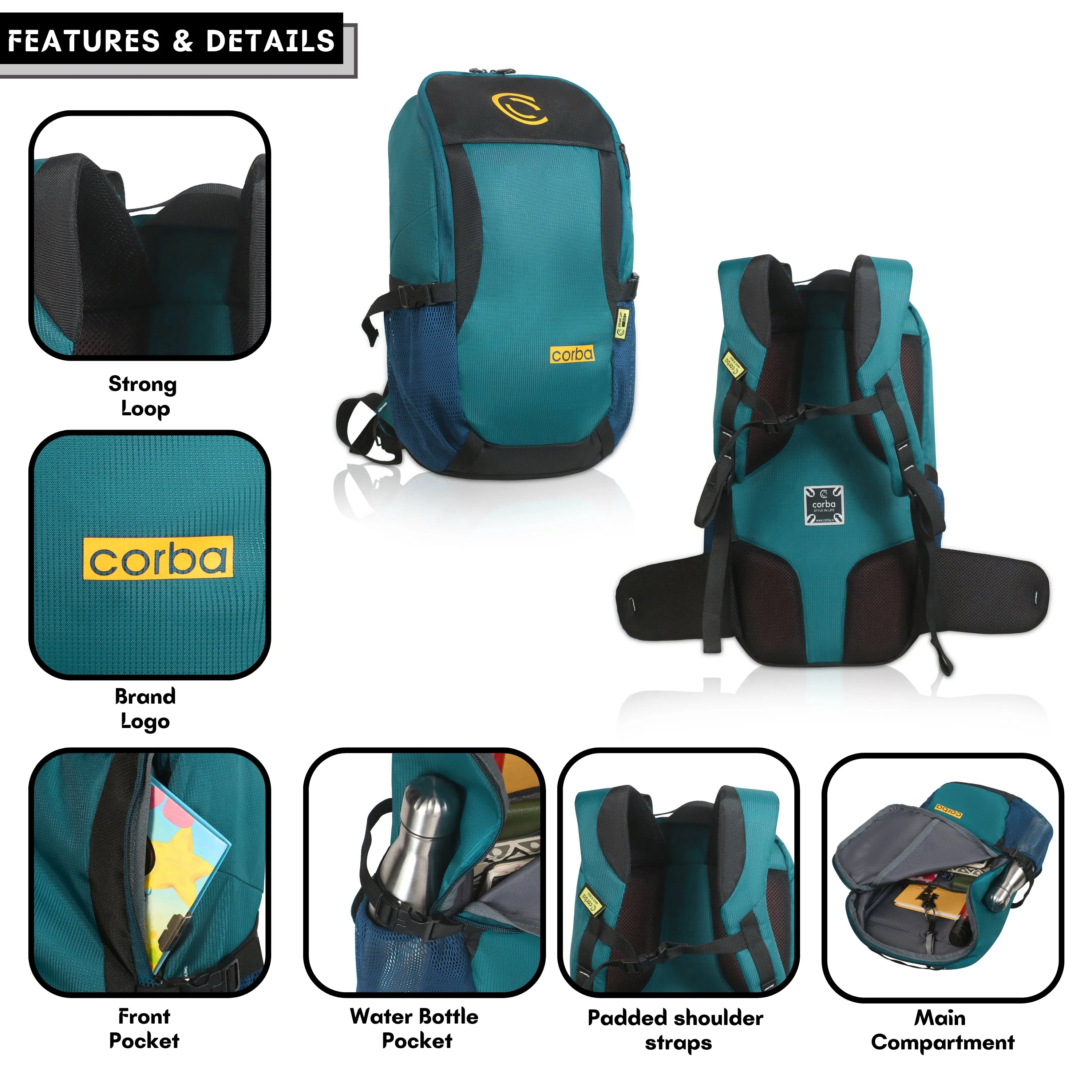 Corba Large 37 L Backpack Adventure Unisex Bag Blue